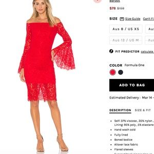 Bardot Red SOLANGE Lace mid length Dress